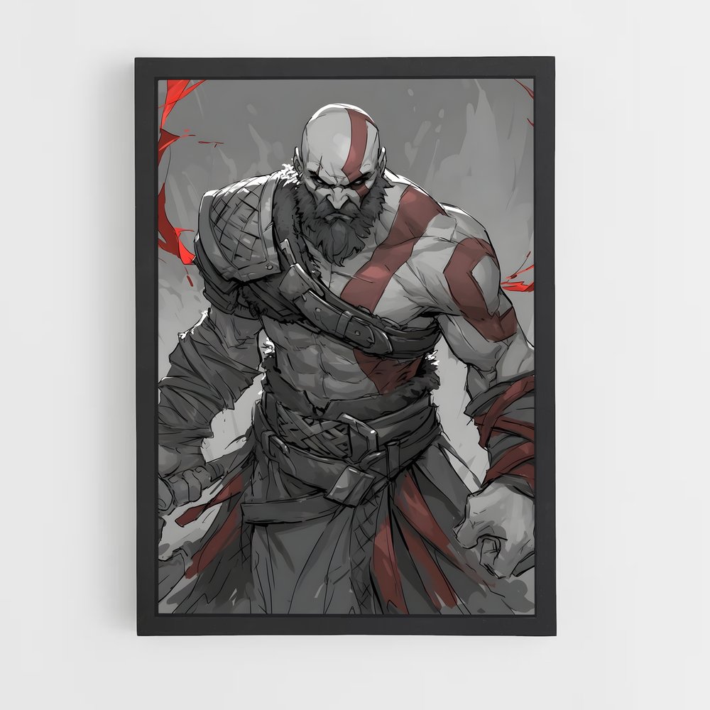 Poster Kratos en Flamme – affiche God of War (vue 2)